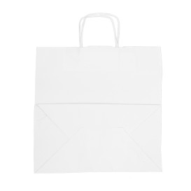 Torby Papierowe Kraft Białe z Uchwytami 100g/m² 35+18x34cm (25 Sztuk)