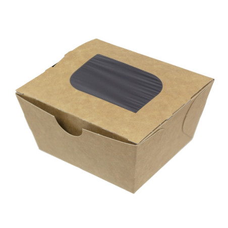 Pudełko Papierowe z Okienkiem Kraft Premium 11x10x5,5cm 400ml (500 Sztuk)