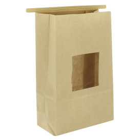 Paper Bag without Handle Kraft and Window 15+7x23cm (1000 Uds)