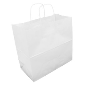 Torby Papierowe Kraft Białe z Uchwytami 90g/m² 32+16x31cm (50 Sztuk)