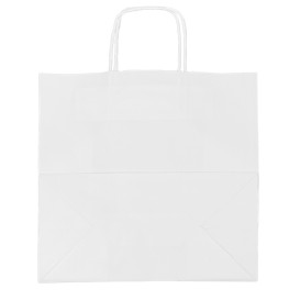 Torby Papierowe Kraft Białe z Uchwytami 90g/m² 32+16x31cm (50 Sztuk)