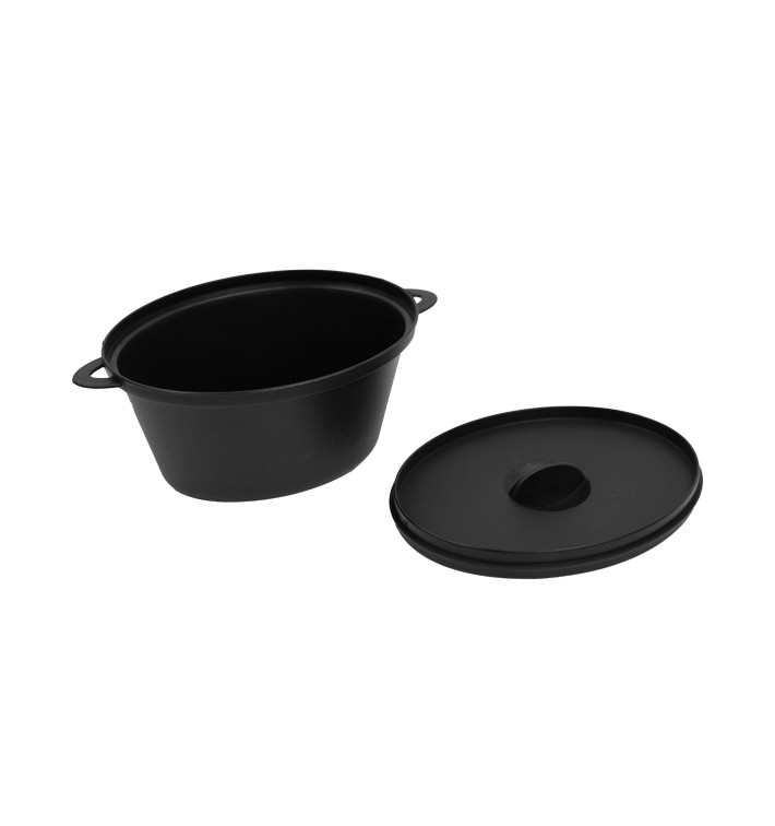 Serving Pot with Lid PP Black 15,6x10,1cm (6 Units)