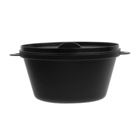 Serving Pot with Lid PP Black 15,6x10,1cm (6 Units)