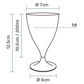 Kieliszki Plastikowe Wino na Podstawie Złote 200ml 2P (20 Sztuk)