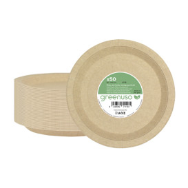 Talerz Papierowe Okrągłe Tłuszczoodporny Kraft Ø22cm 245g/m² (50 Sztuk)