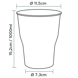 Kubek Wielokrotnego Użytku PP Przezroczyste 1.000ml Ø9,4cm (500 Sztuk)