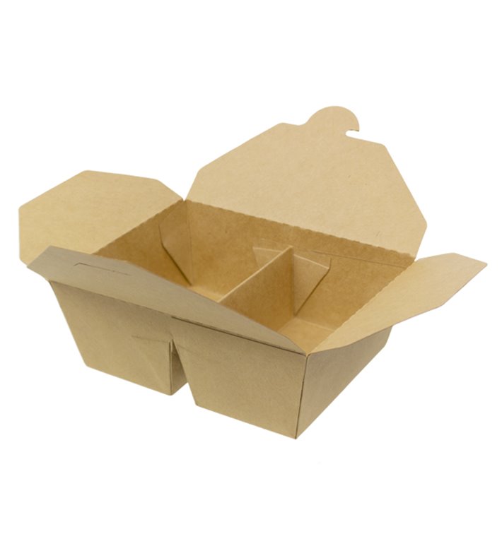 Pudełko Lunch Box Kraft-Kraft 2P 17x13,5x6,5cm 1.000ml (25 Sztuk)