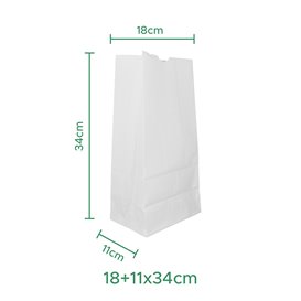 Torba Papierowa Eko Biała bez Uchwytów 60g/m² 18+11x34cm (500 Sztuk)