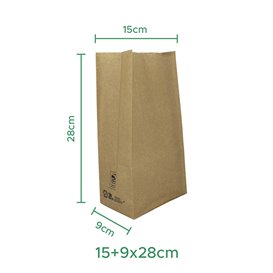 Torba Papierowa Kraft bez Uchwytów 50g/m² 15+9x28cm (25 Sztuk)