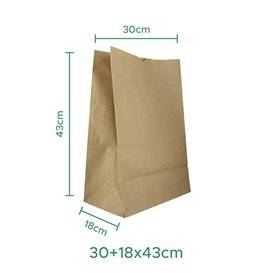 Torba Papierowa Kraft bez Uchwytów 75g/m² 30+18x43cm (250 Sztuk)