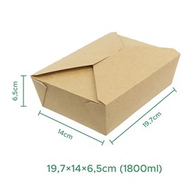 Pudełko Lunch Box Kraft 19,7x14x6,5cm 1470ml (25 Sztuk)