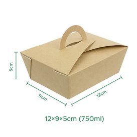 Pudełko Lunch Box Kraft z Uchwytami 12x9x5cm 750ml (350 Sztuk)