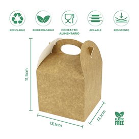 Pudełko Lunch Box Kraft z Uchwytami 13,1x13,1x11,5cm (25 Sztuk)