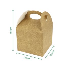 Pudełko Lunch Box Kraft z Uchwytami 13,1x13,1x11,5cm (25 Sztuk)