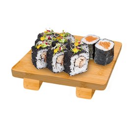 Taca Bambusowa do Serwowania Sushi 15x15x2,5cm (40 Sztuk)